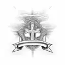 cross with the Lord's Prayer inside tattoo design idea