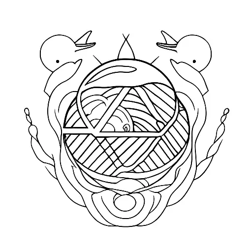 earth with seagull tattoo design idea