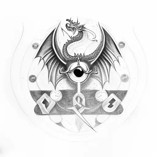 back peice, viking dragon, odin, one eye, magical runes tattoo design idea