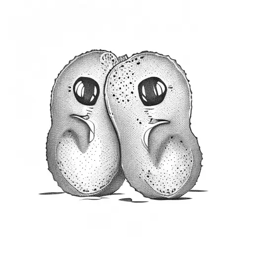 two avocados holding hands tattoo design idea