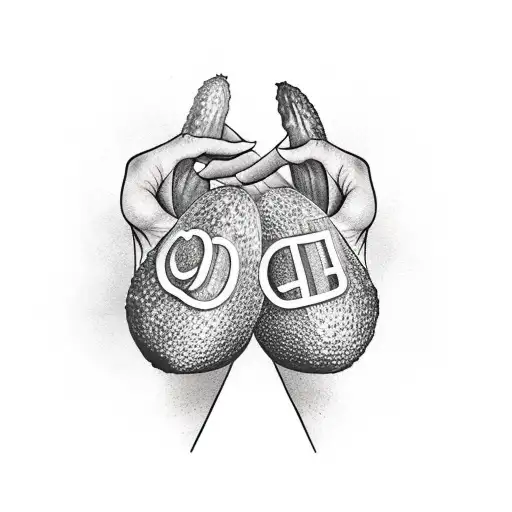 two avocados holding hands tattoo design idea