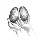 two avocados holding hands tattoo design idea