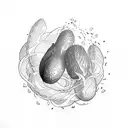 two avocados holding hands tattoo design idea