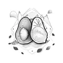 two avocados holding hands tattoo design idea
