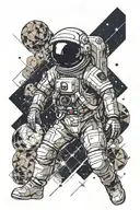 Space With Astronaut tattoo design idea