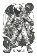 Space With Astronaut tattoo design idea