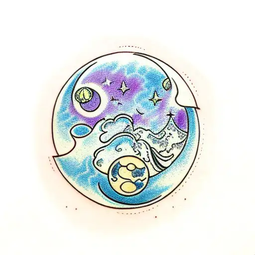 moon phases tattoo design idea