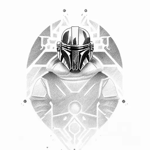 Mandalorian, Jedi, purple lightsaber, Darth Revan,  mythosaur skull, space, Star Wars tattoo design idea