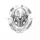 Mandalorian, Jedi, purple lightsaber, Darth Revan,  mythosaur skull, space, Star Wars tattoo design idea
