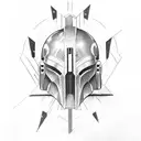 Mandalorian, Jedi, purple lightsaber, Darth Revan,  mythosaur skull, space, Star Wars tattoo design idea
