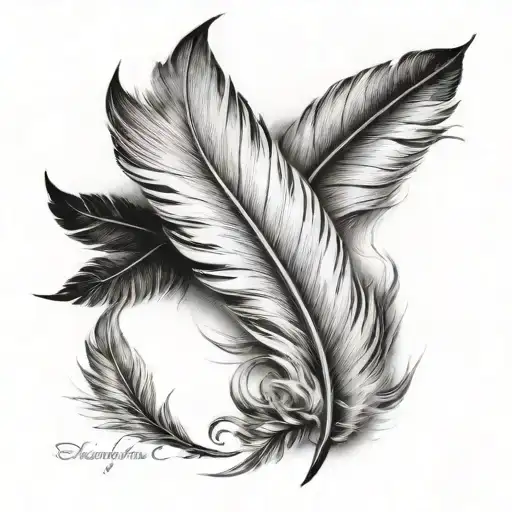 white feathers soaring tattoo design idea