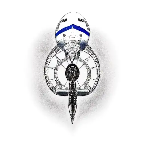 Create a realistic tattoo of an aircraft taking off from a cruise ship tattoo design idea
