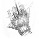 Bakugou Gauntlet with the Swords from Inouske and the Spiderman Miles Morales Logo tattoo design idea