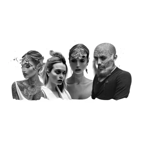 a group of people tattoo design idea