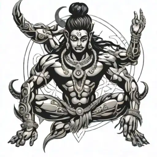 shiva natraj avatar performing shiv tandav tattoo design idea