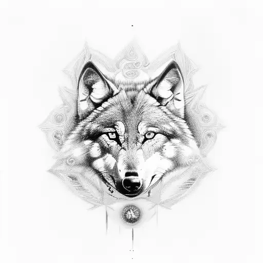 DIVINE AND POWERFULL WOLF EYES SHINING YELLOW AND BLUE WITH RED BLACKGROUND tattoo design idea