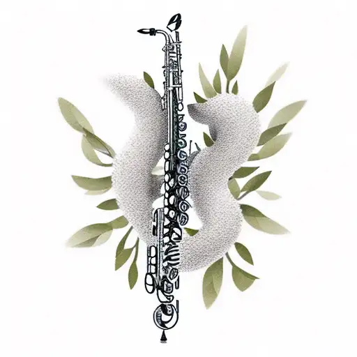 Olive Branch saxophone motorbike tattoo design idea