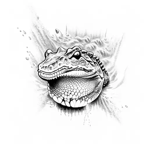 alligator submerged in water from above  tattoo design idea