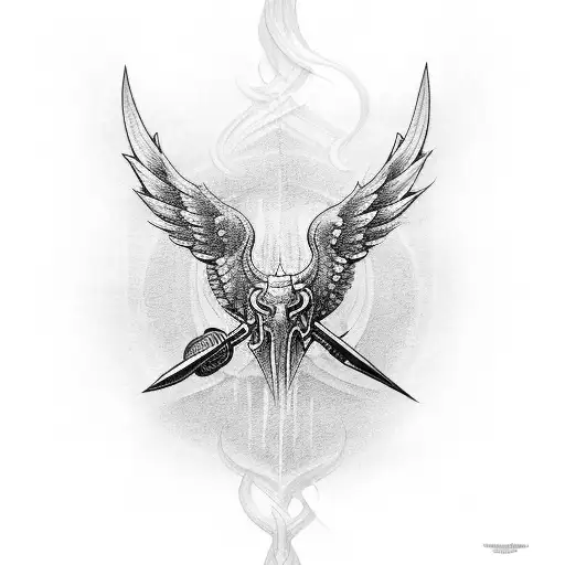 Trident with wings tattoo design idea