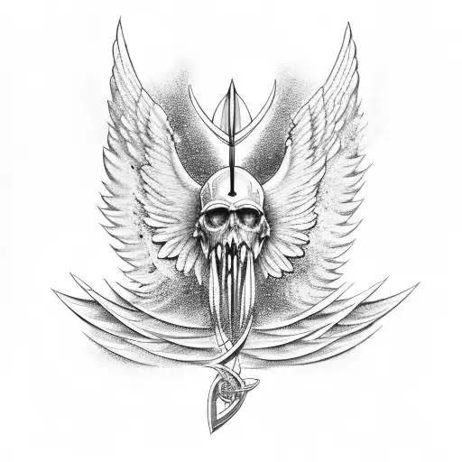 Trident with wings tattoo design idea