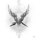 Trident with wings tattoo design idea