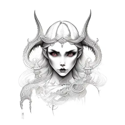 lillith, demon, woman tattoo design idea