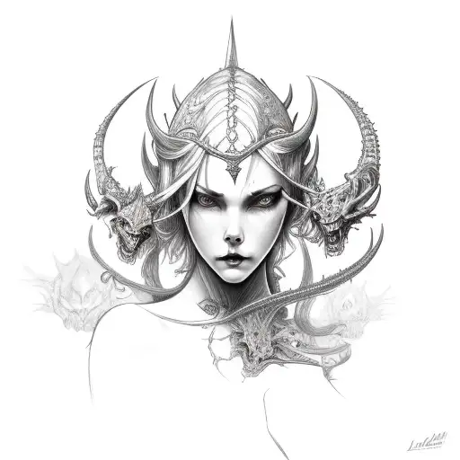 lillith, demon, woman tattoo design idea