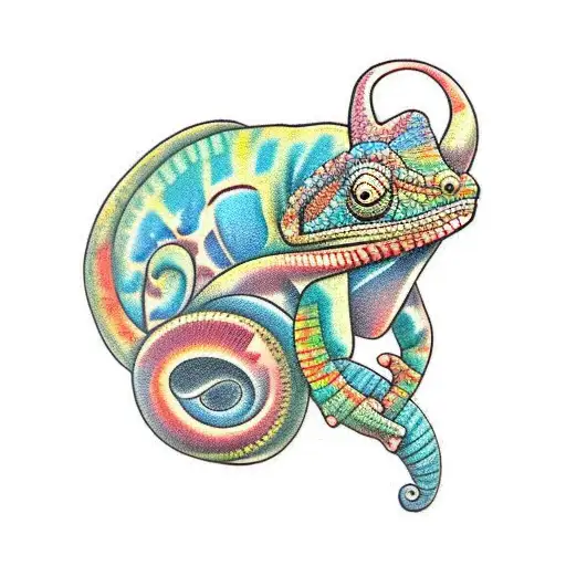 chameleon standing tattoo design idea