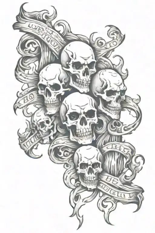 skulls and demons wrapped around the word loyalty down left forearm tattoo design idea