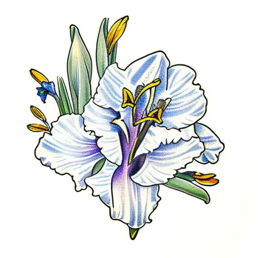 daffodil, iris, lily vines together  tattoo design idea