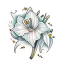 daffodil flower, violet flower and lily of the valley flower tattoo design idea