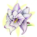 daffodil flower, violet flower and lily of the valley flower tattoo design idea