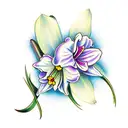 daffodil flower, violet flower and lily of the valley flower tattoo design idea