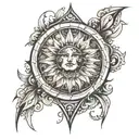 sunlight, location I've lived ,good sprit ancient   tattoo design idea