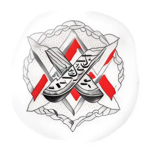 watermelon slice with free Palestine in Arabic writing around it tattoo design idea