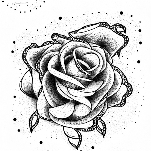 roses and stars tattoo design idea