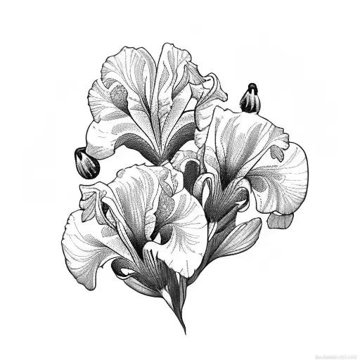 iris, honeysuckle, poppy, birth flowers  tattoo design idea