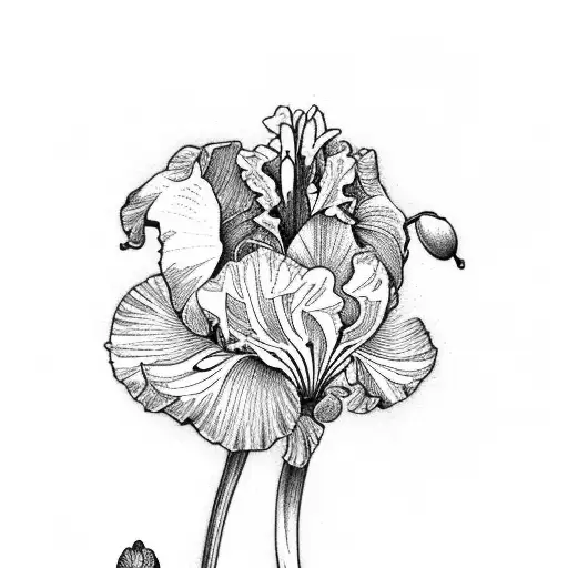 iris, honeysuckle, poppy, narcissus birth flowers  tattoo design idea