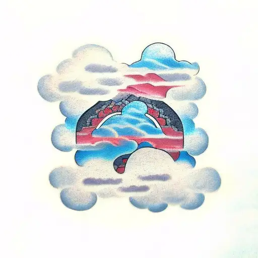 Clouds with a cross tattoo design idea