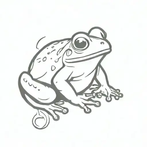 chubby frog sitting down from a side angel  tattoo design idea