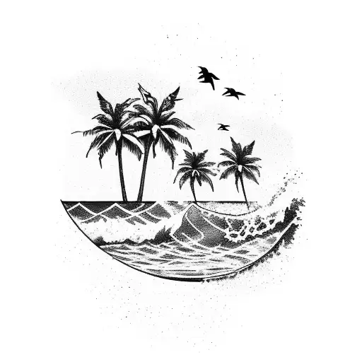 gta cover, but saying "Caparica" instead of gta and the 4 divisions with palm trees, waves, cannabis leaf, surf skate tattoo design idea