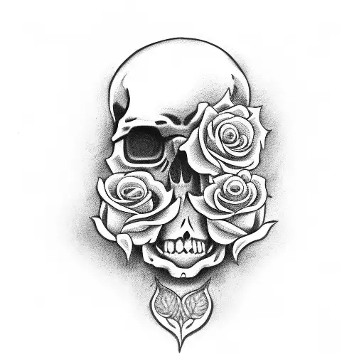 sexy skull and roses tattoo design idea