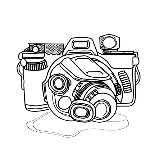 cowboy boot with a camera next to it and a shot glass one line tattoo fine line tattoo design idea