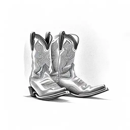 cowboy boot, camera and shot glass fine line tattoo design idea