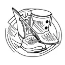 cowboy boot with a camera next to it and a shot glass one line tattoo fine line tattoo design idea