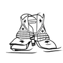 cowboy boot with a camera next to it and a shot glass one line tattoo fine line tattoo design idea