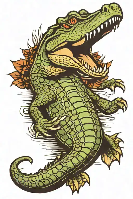 crocodile swimming tattoo design idea