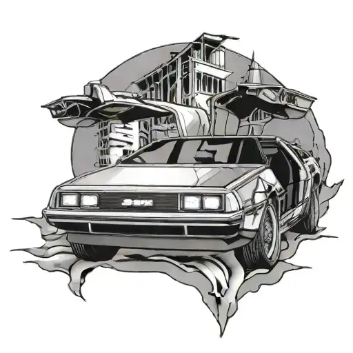 delorean car tattoo design idea