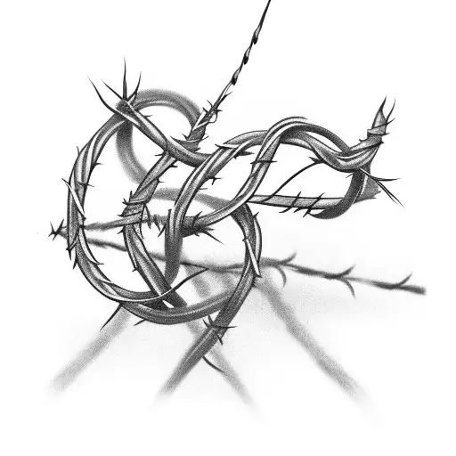 Barbed wire with vines growing around it tattoo design idea