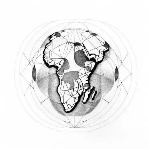 Africa continent shape with animals inside tattoo design idea